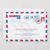 Save The Date Grèce Air Mail Mariage Enregistrer La Date (Devant)