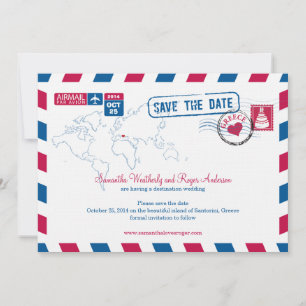 Save The Date Grèce Air Mail Mariage Enregistrer La Date