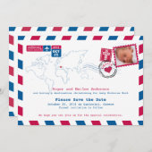 Save The Date Grèce Airmail Christening Baptême (Devant / Derrière)
