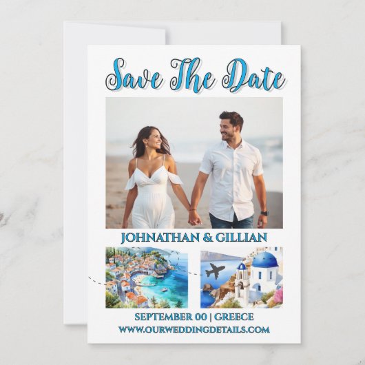 Save The Date Grèce enregistrer la date destination photo escapa (Devant)