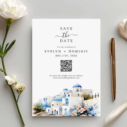 Save The Date Greek Island Santorini Greece Wedding