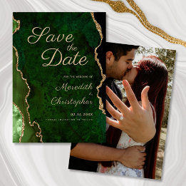 Save The Date Green Agate Photo Wedding Enregistrer la date