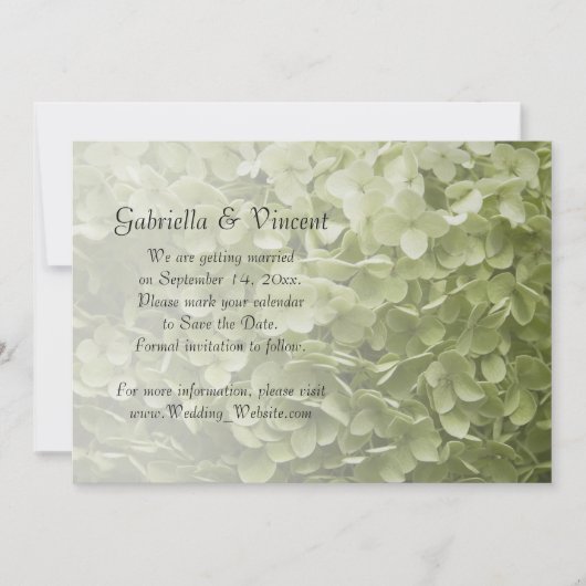 Save The Date Green Annabelle Hydrangea Wedding Enregistrer la d (Devant)