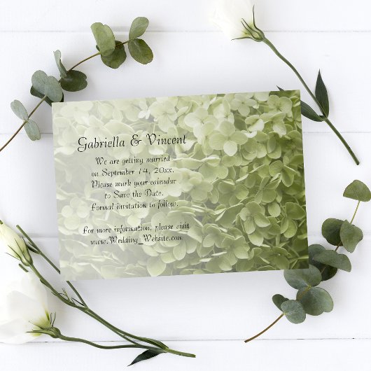 Save The Date Green Annabelle Hydrangea Wedding Enregistrer la d