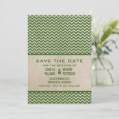 Save The Date Green Chic Chevron Enregistrer l'Invitation de dat (Debout devant)