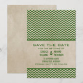 Save The Date Green Chic Chevron Enregistrer l'Invitation de dat (Devant / Derrière)