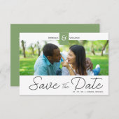 Save The Date Green Chic Custom Photo Instant Engaged Couple (Devant / Derrière)