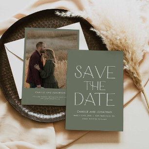 Save The Date Green Elegant Minimal Photo Enregistrer la date