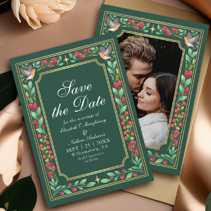 Save The Date Green Enchanting Botanical Garden Wedding Photo