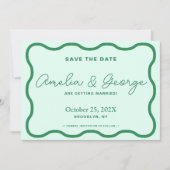 Save The Date Green et Mint Wavy Retro (Devant)