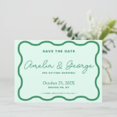Save The Date Green et Mint Wavy Retro (Debout devant)