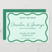Save The Date Green et Mint Wavy Retro (Devant / Derrière)