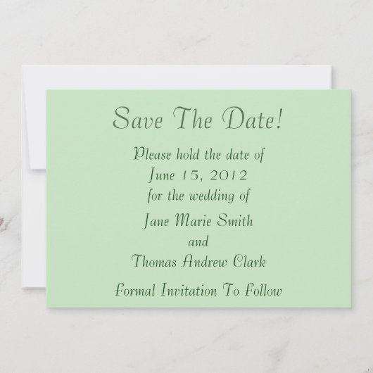 Save The Date Green Fancy Enregistrer la date (Dos)