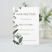 Save The Date Green Floral Botanical Wedding (Debout devant)