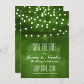 Save The Date Green Forest Rustic String Lights Enregistrer La D (Devant / Derrière)