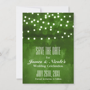 Save The Date Green Forest Rustic String Lights Enregistrer La D