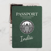 Save The Date Green India Passport Enregistrer La Date (Devant / Derrière)