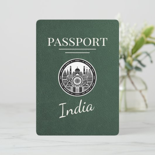 Save The Date Green India Passport Enregistrer La Date (Debout devant)