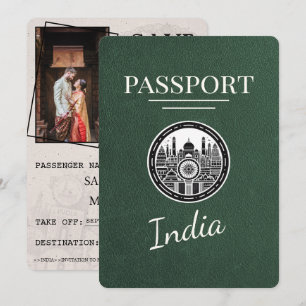 Save The Date Green India Passport Enregistrer La Date