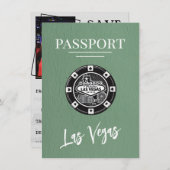 Save The Date Green Las Vegas Passport Enregistrer La Date (Devant / Derrière)