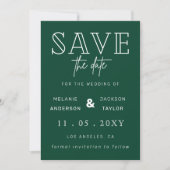 Save The Date Green Modern Calligraphy Photo Enregistrer La Date (Devant)