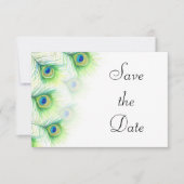 Save The Date Green Peacock Feathers Mariage Enregistrer la date (Devant)
