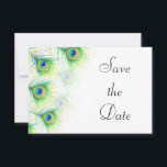 Save The Date Green Peacock Feathers Mariage Enregistrer la date<br><div class="desc">Un design peint à la main avec quelques belles plumes de paon que j'ai peintes en aquarelle et encres acryliques liquides en 2012. Correspondance d'éléments que vous souhaitez : com</div>
