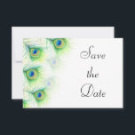 Save The Date Green Peacock Feathers Mariage Enregistrer la date<br><div class="desc">Un design peint à la main avec quelques belles plumes de paon que j'ai peintes en aquarelle et encres acryliques liquides en 2012. Correspondance d'éléments que vous souhaitez : com</div>