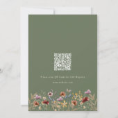 Save The Date Green Photo Floral QR Code Enregistrer la date (Dos)