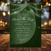 Save The Date Green Rustic Tree Lights Enregistrer la date