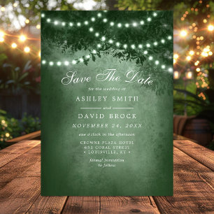 Save The Date Green Rustic Tree String Lights Enregistrer La Car