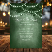 Save The Date Green Rustic Tree String Lights Enregistrer La Car