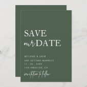 Save The Date Green Simple Calligraphy Enregistrer La Date (Devant / Derrière)
