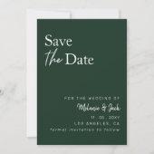 Save The Date Green Simple Calligraphy Photo Enregistrer La Date (Devant)