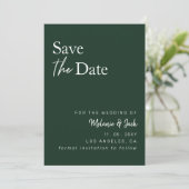 Save The Date Green Simple Calligraphy Photo Enregistrer La Date (Debout devant)