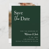 Save The Date Green Simple Calligraphy Photo Enregistrer La Date (Devant / Derrière)