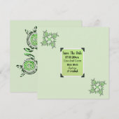 Save The Date Green Turtle Dot Art Enregistrer La Date, (Devant / Derrière)