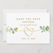 Save The Date Greenery Gold Heart Wedding (Devant)