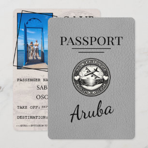 Save The Date Grey Aruba Passeport Enregistrer La Date