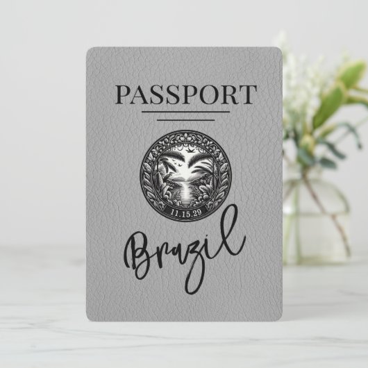 Save The Date Grey Brésil Passeport Enregistrer La Date (Debout devant)