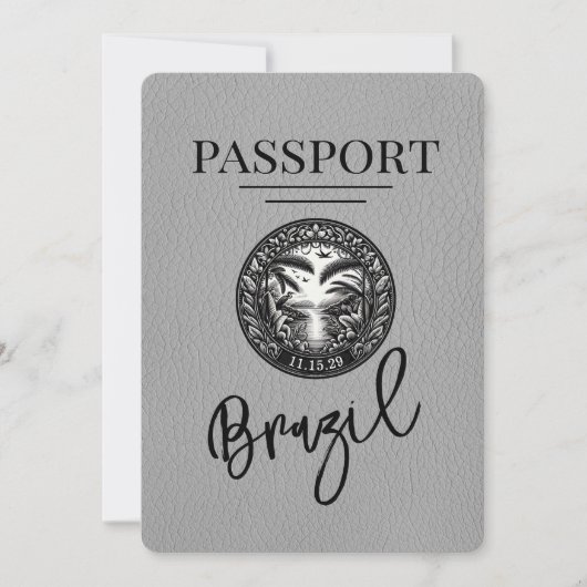 Save The Date Grey Brésil Passeport Enregistrer La Date (Devant)