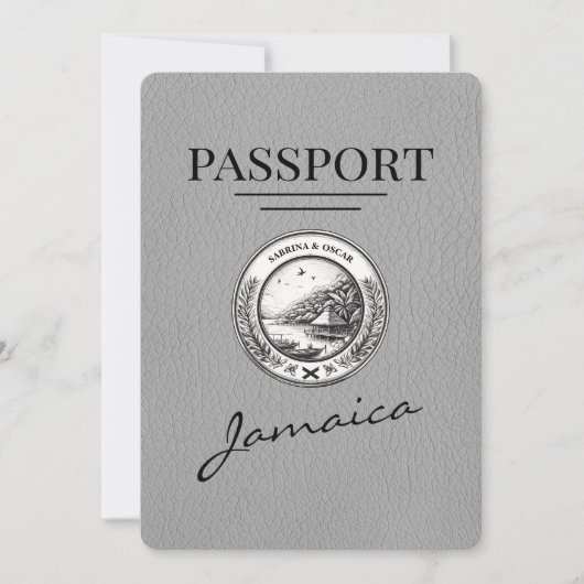 Save The Date Grey Jamaïque Passeport Enregistrer La Date (Devant)
