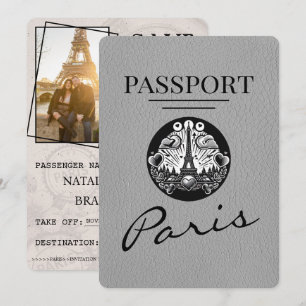 Save The Date Grey Paris Passport Enregistrer La Date