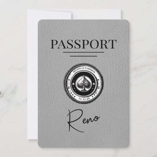 Save The Date Grey Reno Passeport Enregistrer La Date (Devant)