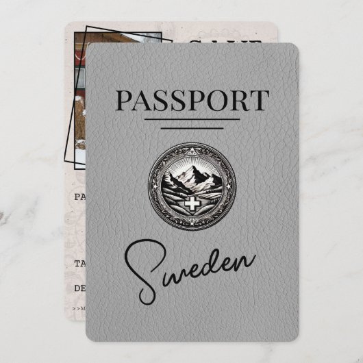 Save The Date Grey Suède Passeport Enregistrer La Date (Devant / Derrière)