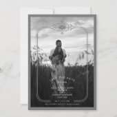 Save The Date Grey Trendy Lace Flourish Initials Wedding Photo (Devant)
