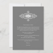 Save The Date Grey Trendy Lace Flourish Initials Wedding Photo (Dos)