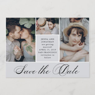Save The Date Grille élégante   4 mariage photo Enregistrer la d
