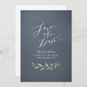 Save The Date Gris calligraphie simple rustique verdure mariage (Devant / Derrière)