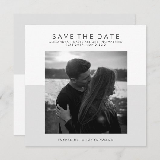 Save The Date Gris doux et blanc minimal Enregistrer la date | P (Devant / Derrière)